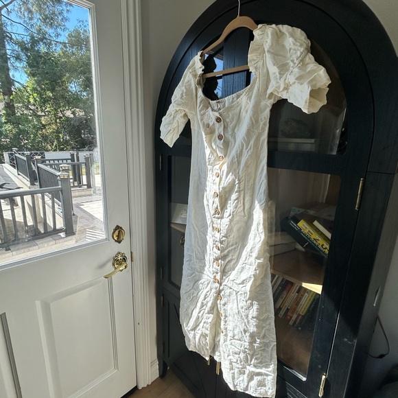 Free People Dresses & Skirts - Free People Cream Button-Down Midi Dress